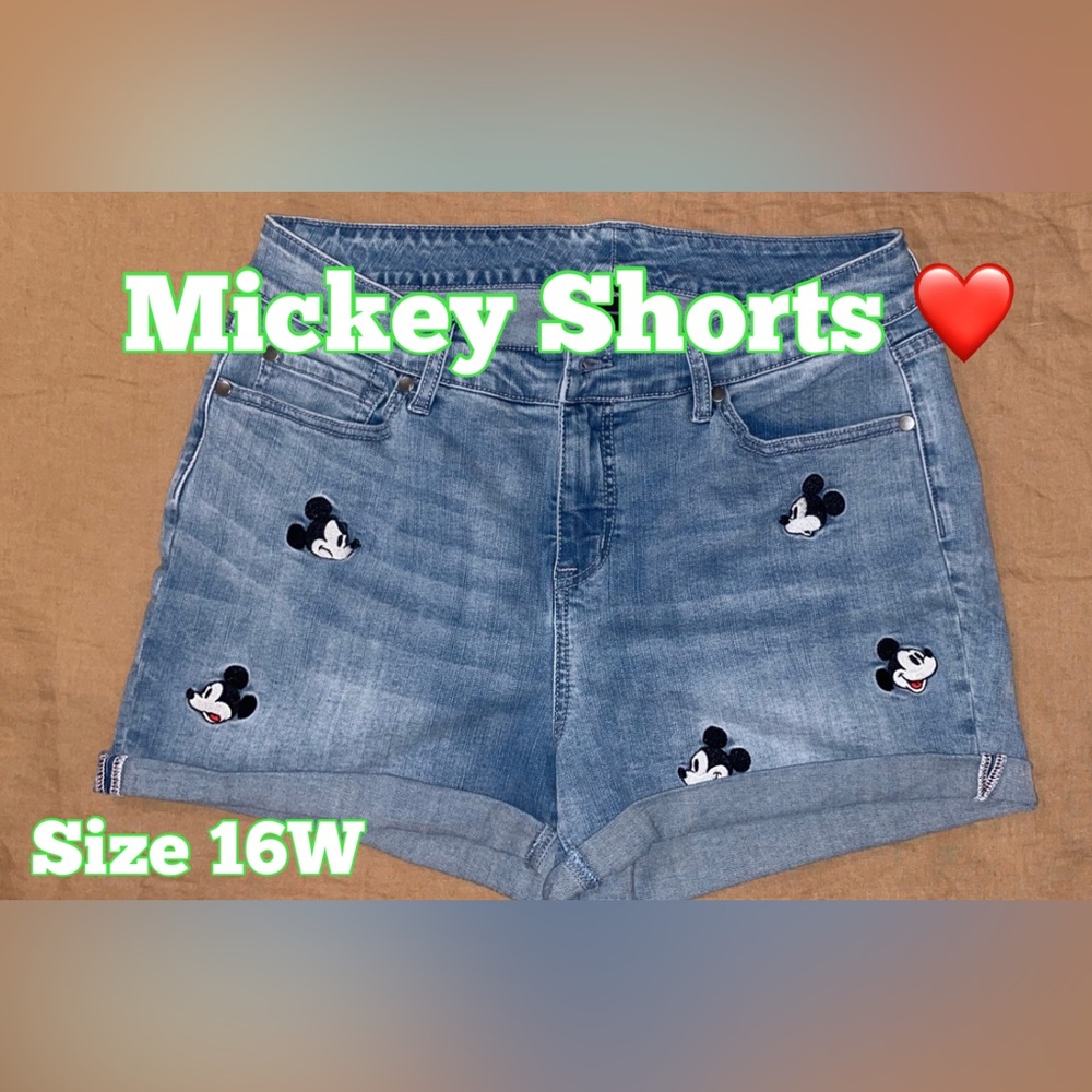 Torrid Mickey Embroidered Shorts